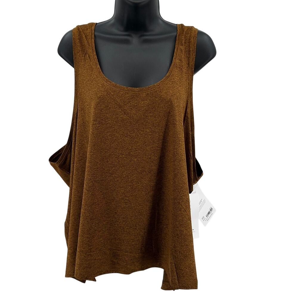 Athleta Uptempo II Tank Top WMNS 3X Brown Mahogany Heathered Scoop Neck Workout